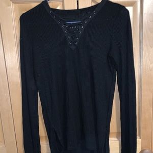 AÈROPOSTALE Black Lace Up “Seriously Soft” Top
